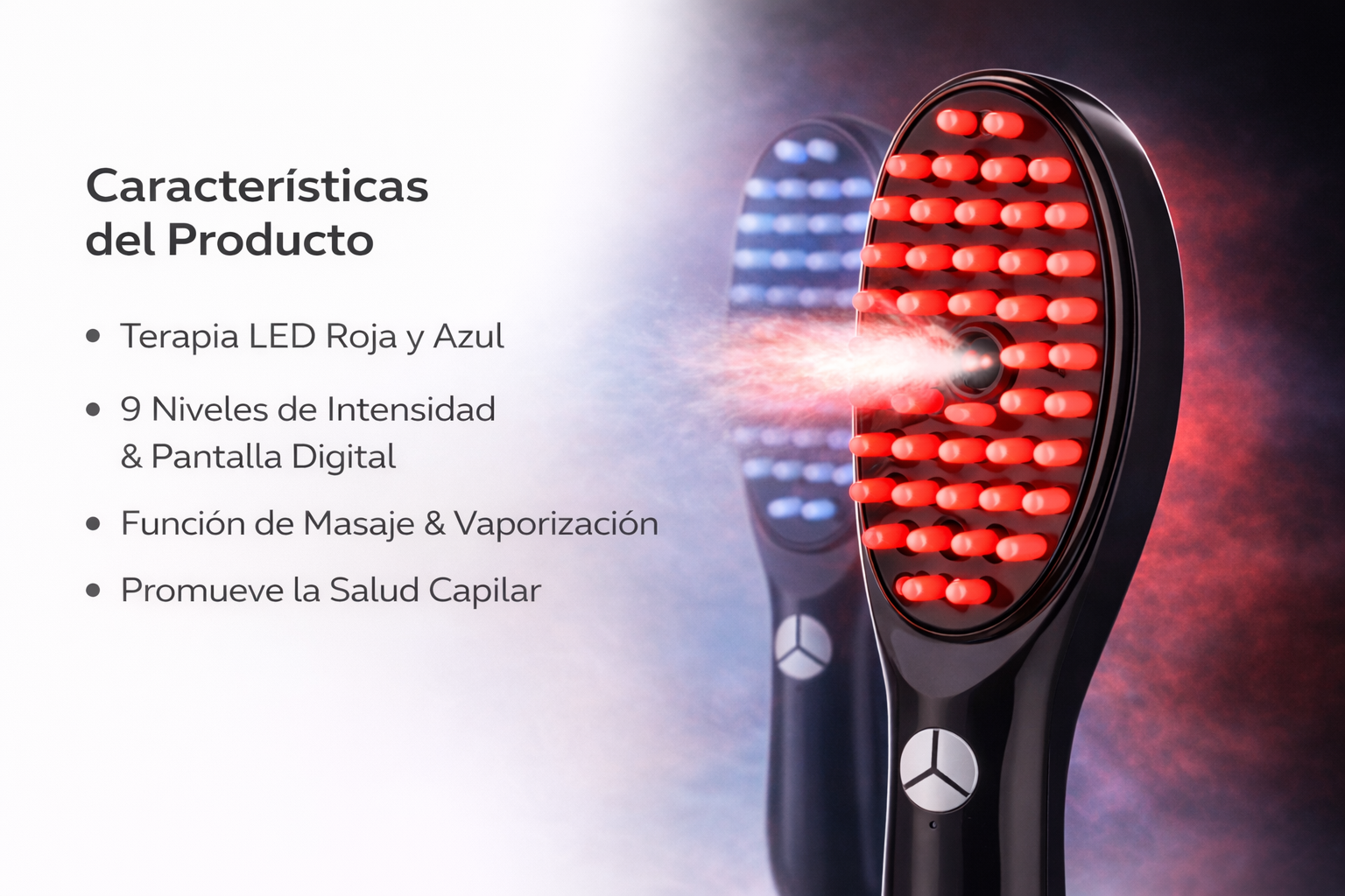 Cepillo Masajeador LED y Vapor
